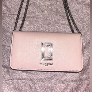 Karl Lagerfeld Light Pink Crossbody Bag with Chain Strap